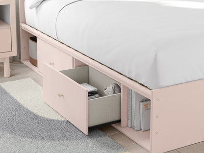 Wistenpine - Upholstered Panel Bed With Storage, Twin, Pink