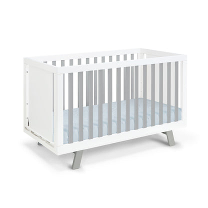 Livia - 3-in-1 Convertible Island Crib - White Frame, Gray