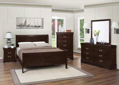 Louis Philippe - Panel Sleigh Bed, Full, Dark Brown