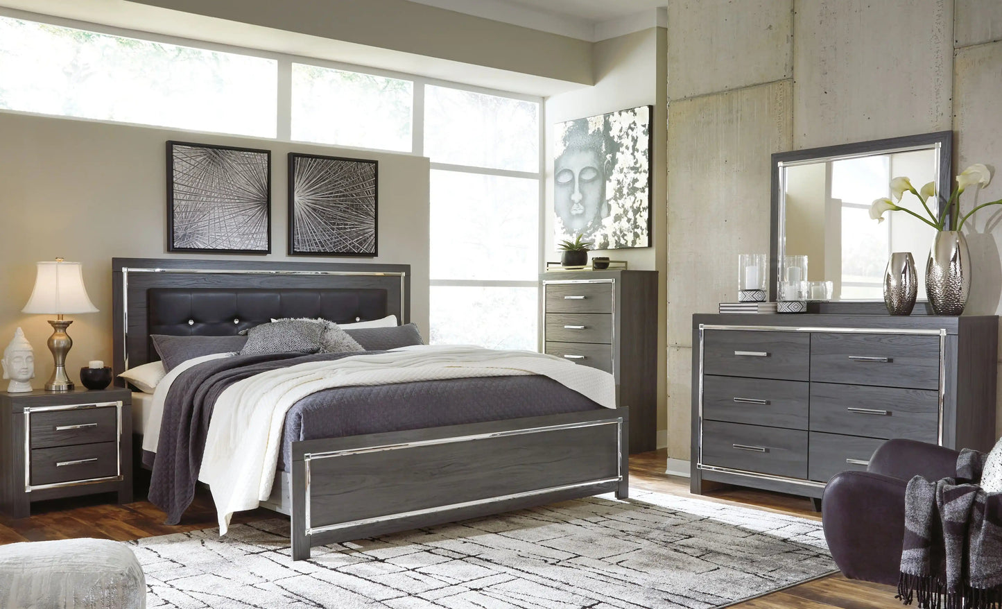 Lodanna - Panel Bed, Queen, Gray