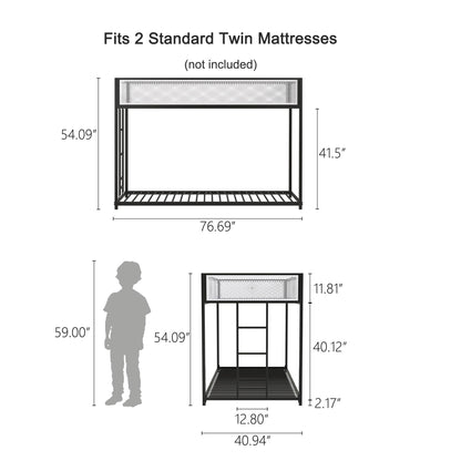 Adam - Bunk Guard Rail, Twin over Twin, Black