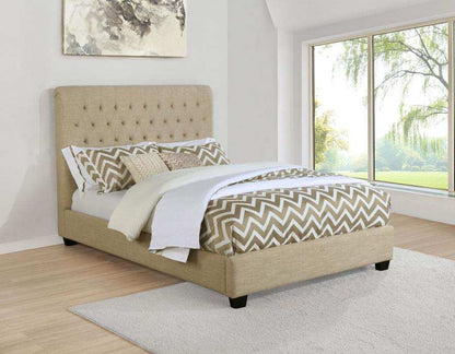 Chloe - Upholstered Panel Bed, Full, Beige
