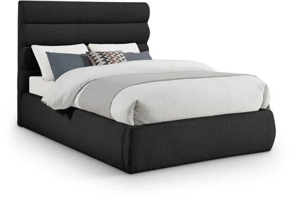 Adam - Boucle Fabric Bed With 52 Headboard, Full, Black