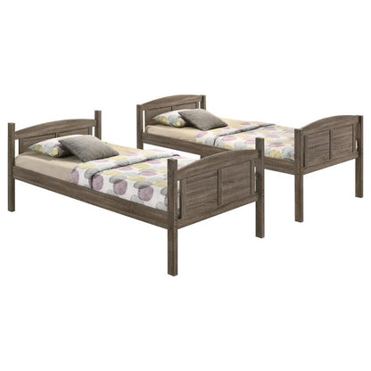 Flynn - Wood Bunk Bed, Twin over Twin, Dark Brown