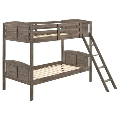 Flynn - Wood Bunk Bed, Twin over Twin, Dark Brown