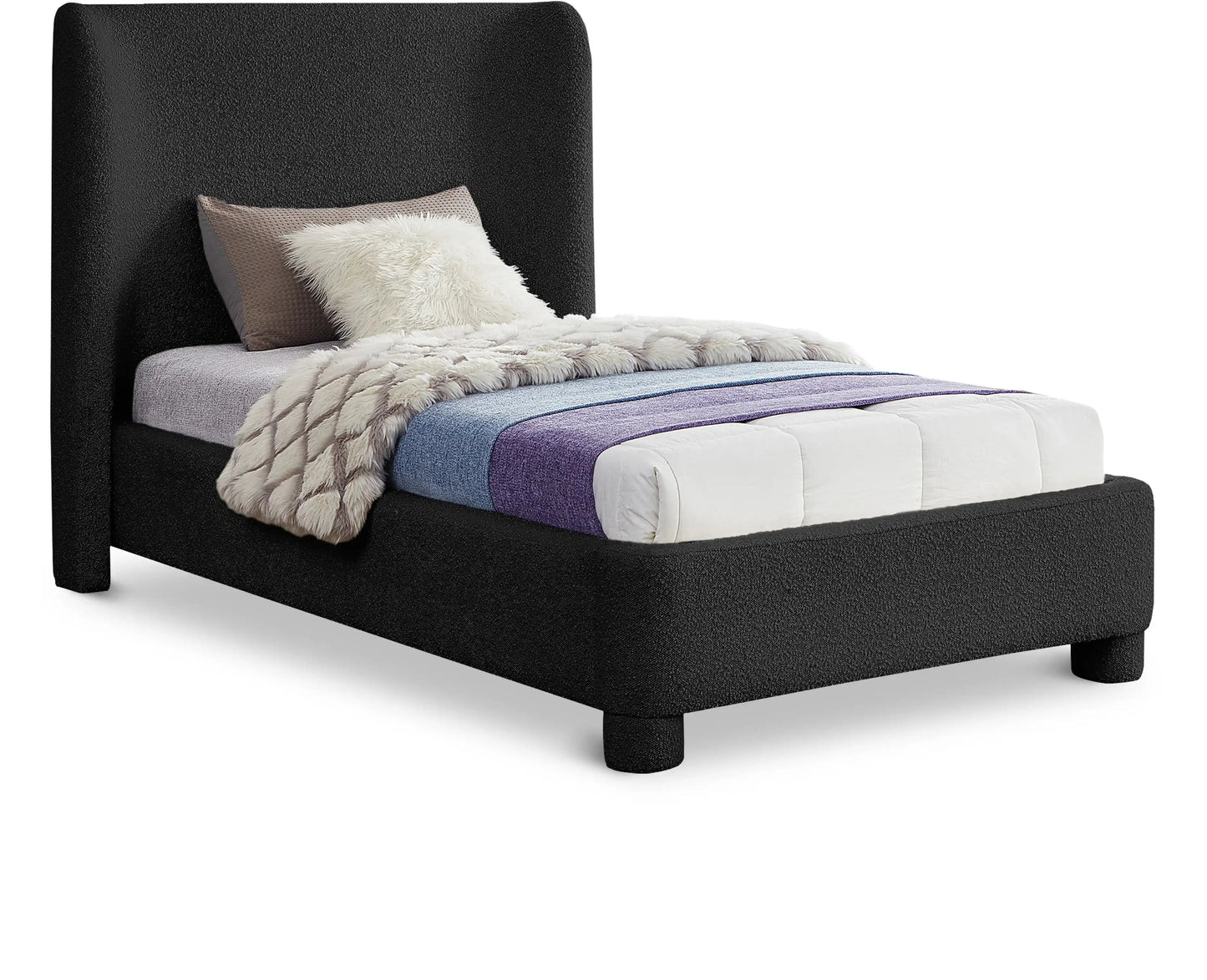 Penny - Boucle Fabric Bed, Full, Black