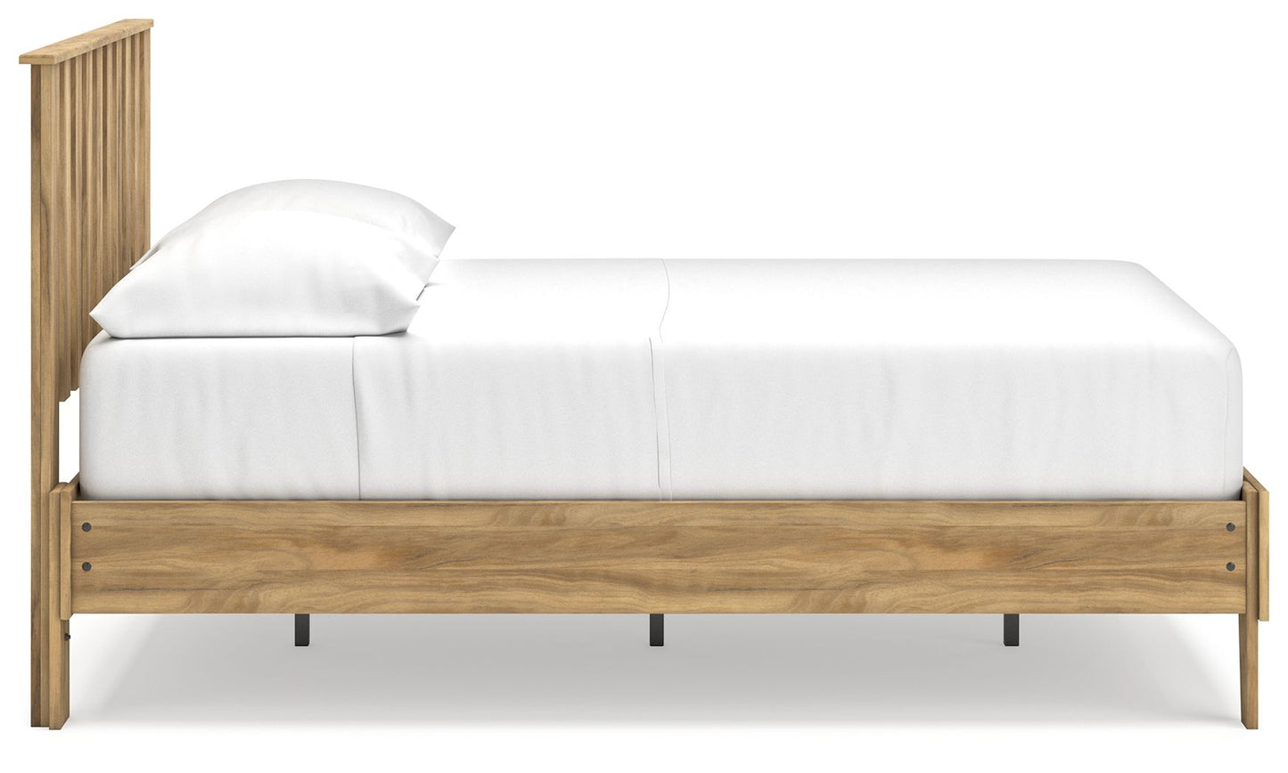 Bermacy - Platform Panel Bed, Queen, Light Brown
