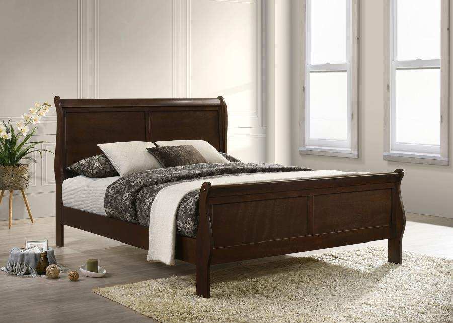 Louis Philippe - Panel Sleigh Bed, Full, Dark Brown