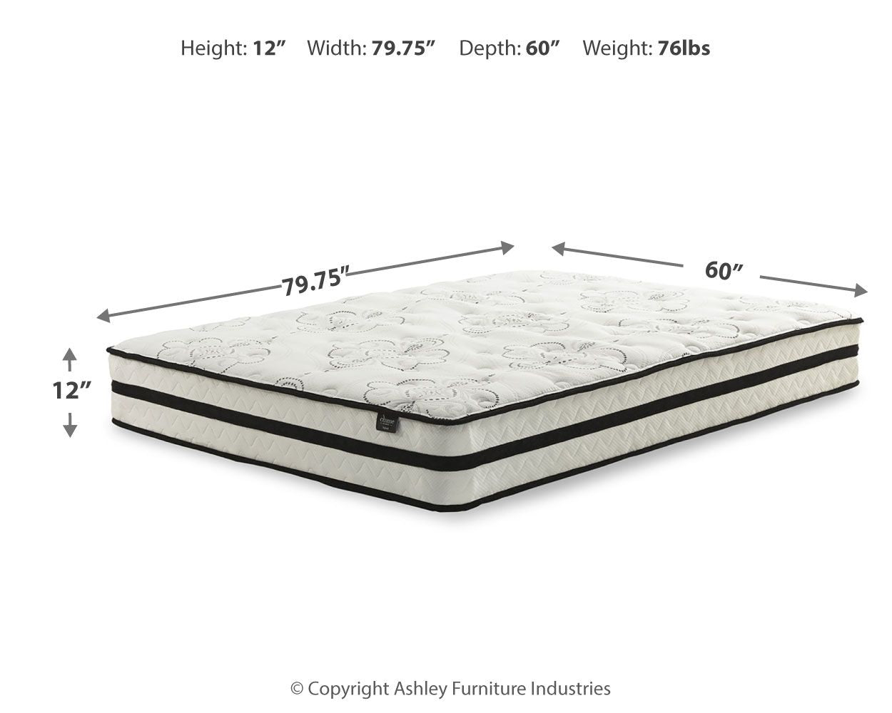 Chime 12 Inch Hybrid - Ultra Plush Hybrid Mattress, King, White