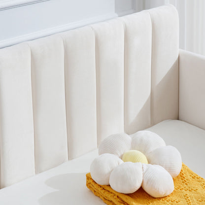 Elena - Boucle Upholstered Daybed, Ribbed Tufted Backrest