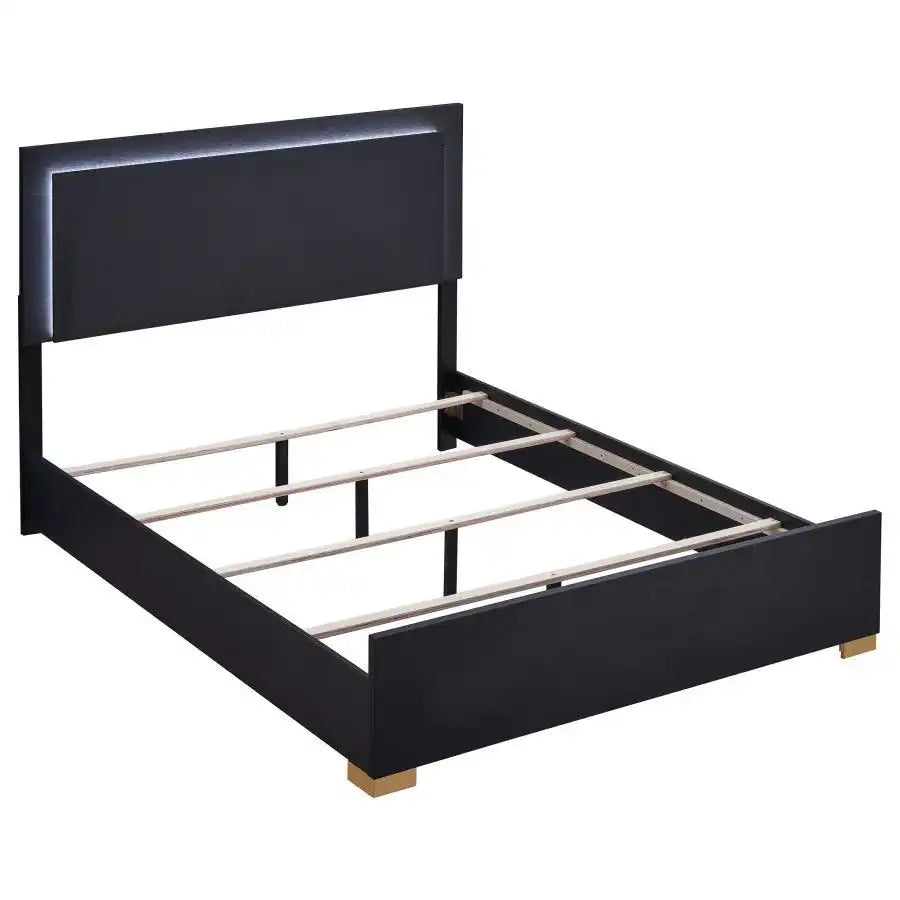 Marceline - Wood LED Panel Bed, Twin, Black