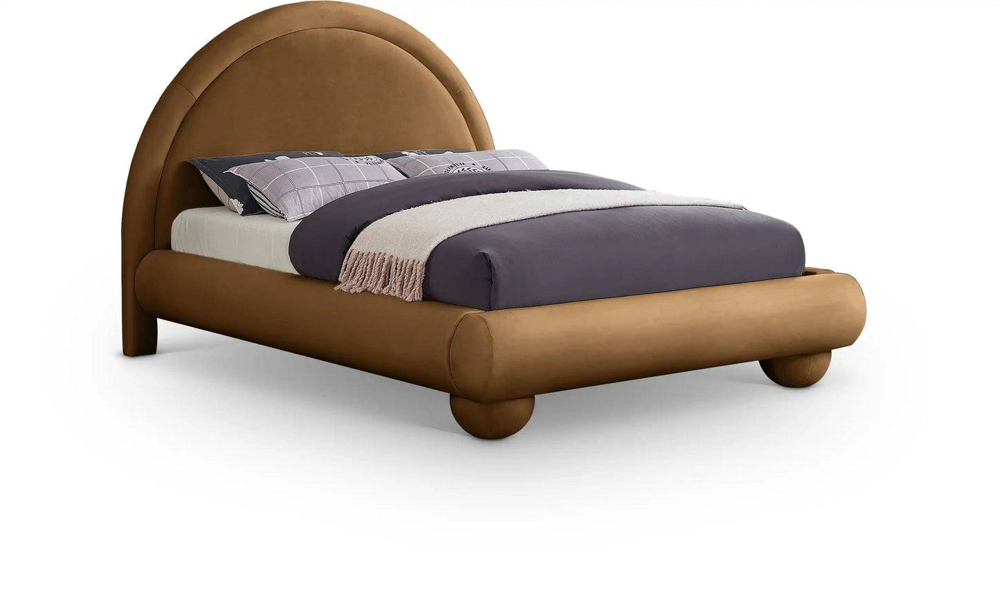 Madrid - Velvet Upholstered Bed, Full, Dark Brown