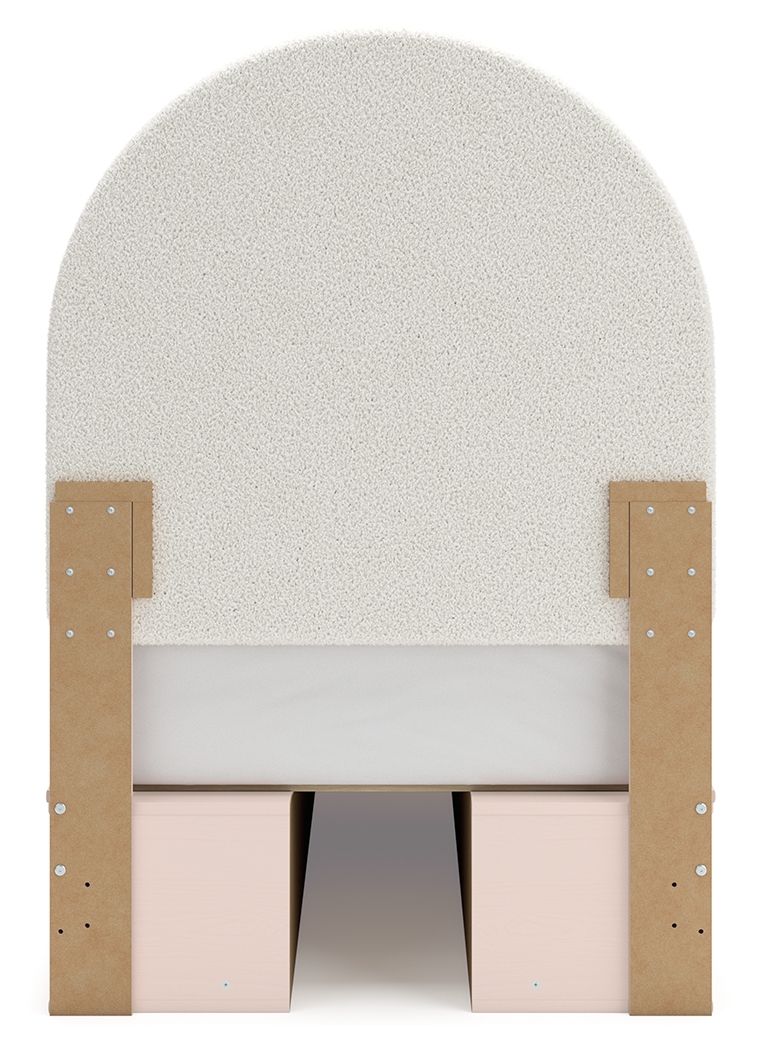 Wistenpine - Upholstered Panel Bed With Storage, Twin, Pink